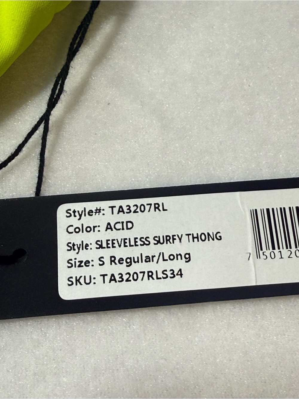 New TA3 Sleeves Surfy Thong Swimsuit. Size Small Regular/Long. Acid Color. - Picture 9 of 9